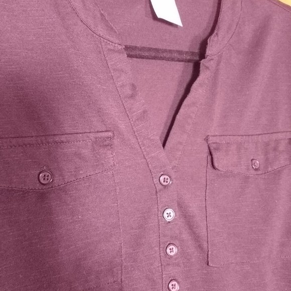 No Boundaries Polyester Black Large Button-up V-neck Pocket Sleeveless Crop Top - Picture 5 of 8